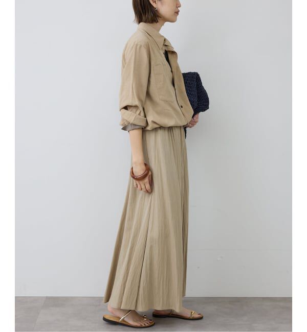 SLOBE IENA「ナイロンワッシャー切り替えギャザースカート」|スカート|