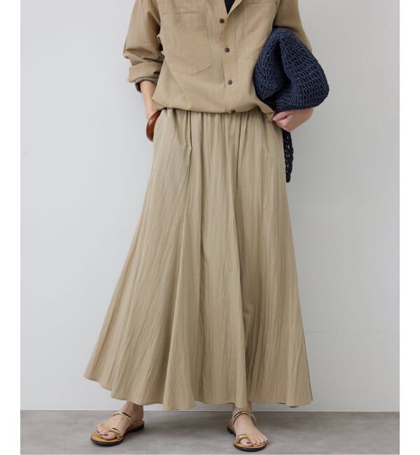 SLOBE IENA「ナイロンワッシャー切り替えギャザースカート」|スカート|