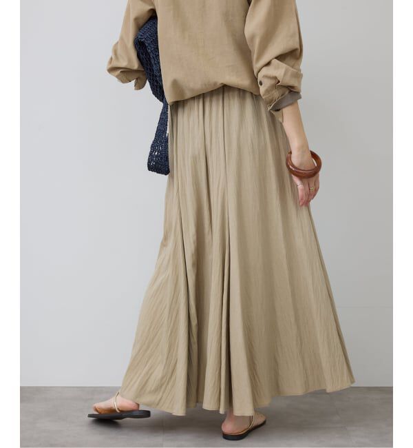 SLOBE IENA「ナイロンワッシャー切り替えギャザースカート」|スカート|