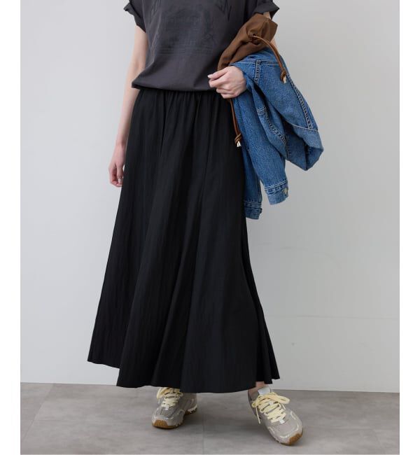 SLOBE IENA「ナイロンワッシャー切り替えギャザースカート」|スカート|