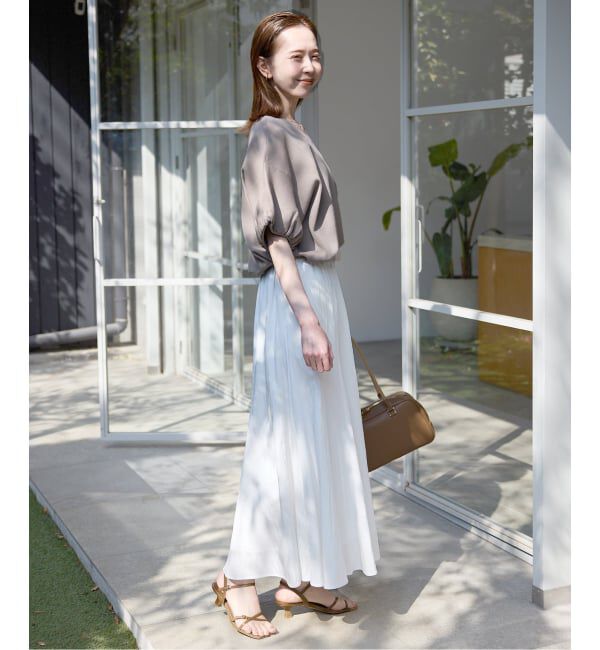 SLOBE IENA「ナイロンワッシャー切り替えギャザースカート」|スカート|