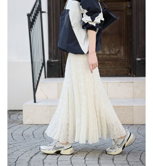 SLOBE IENA「《WEB限定/追加》レースランダムフレアスカート」|スカート|