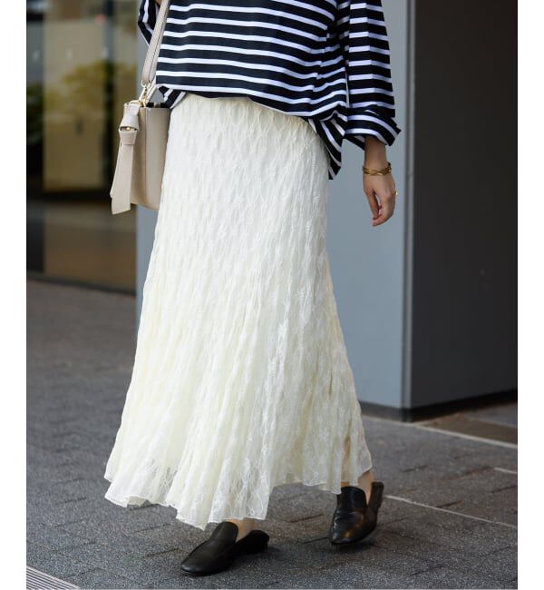 SLOBE IENA「《WEB限定/追加》レースランダムフレアスカート」|スカート|