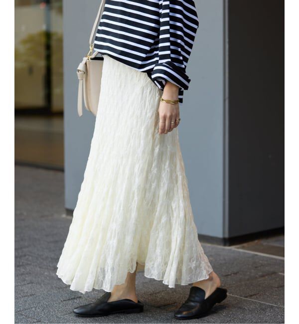 SLOBE IENA「《WEB限定/追加》レースランダムフレアスカート」|スカート|