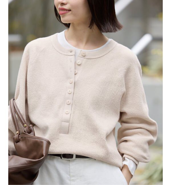 SLOBE IENA「《WEB限定カラー有り/追加》Wフェイスジャージヘンリープルオーバー」|Tシャツ・カットソー|ベージュ