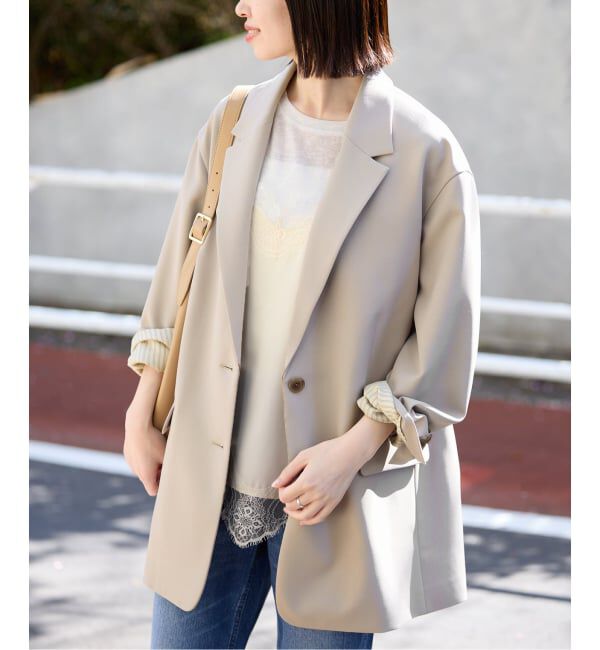 SLOBE IENA「《WEB限定/追加》PE SHARK ビックジャケット」|テーラードジャケット|ベージュ