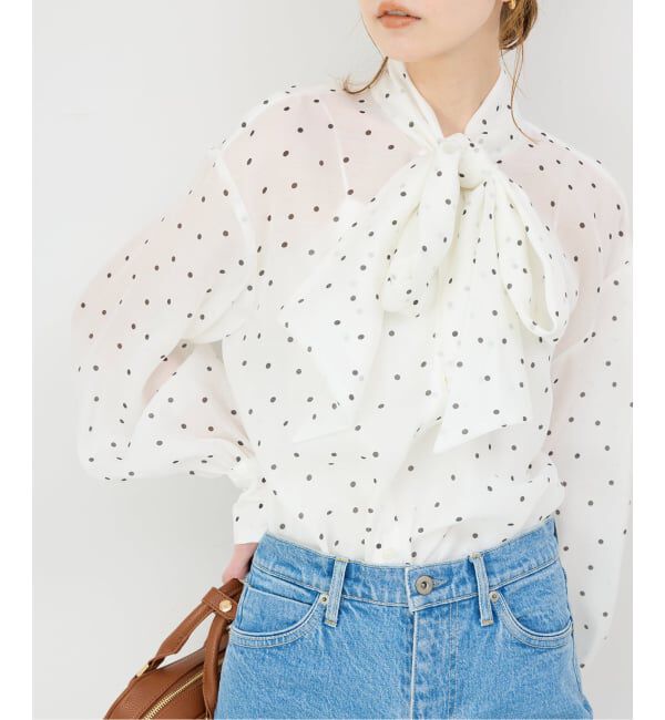SLOBE IENA「《WEB限定/追加》ボウタイブラウス」|シャツ・ブラウス|ホワイト A