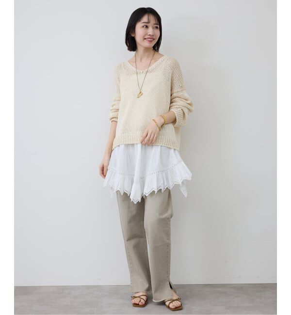 SLOBE IENA「ギマヤーンVネックプルオーバー」|ニット・セーター|