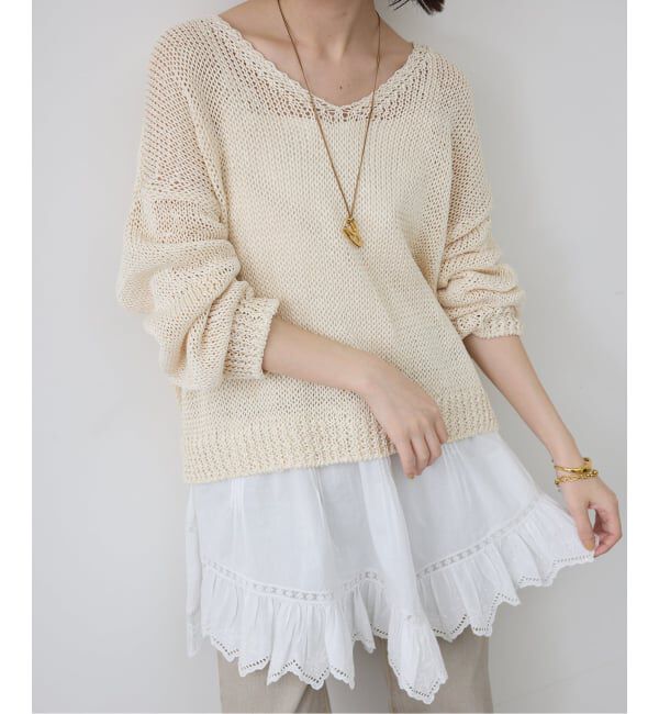 SLOBE IENA「ギマヤーンVネックプルオーバー」|ニット・セーター|