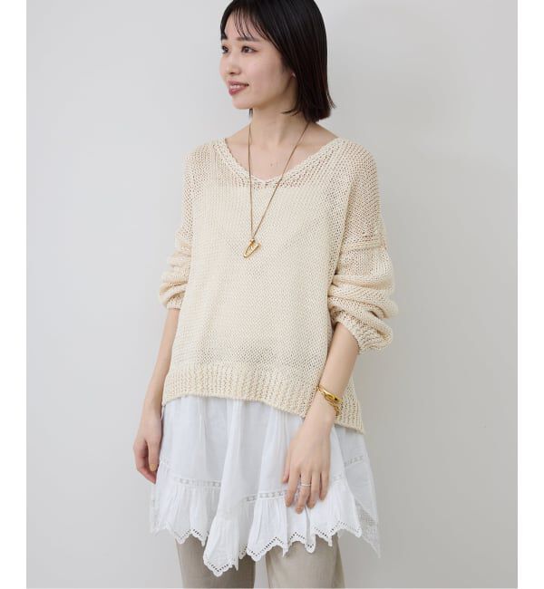 SLOBE IENA「ギマヤーンVネックプルオーバー」|ニット・セーター|