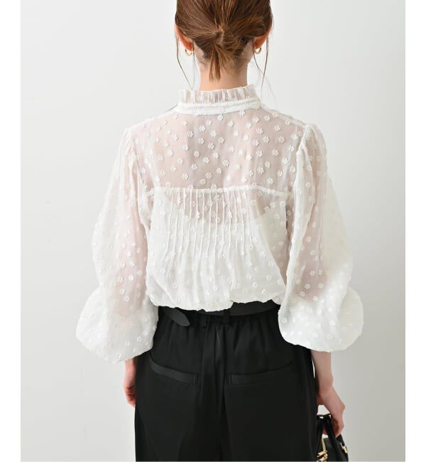 SLOBE IENA「《WEB限定/追加》フラワージャガードフリルブラウス」|シャツ・ブラウス|