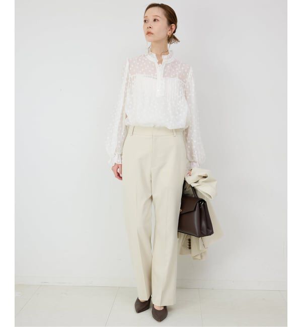 SLOBE IENA「《WEB限定/追加》フラワージャガードフリルブラウス」|シャツ・ブラウス|