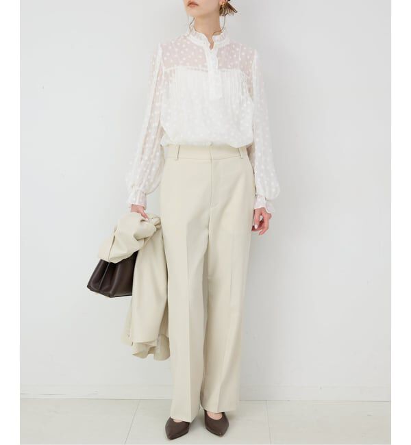 SLOBE IENA「《WEB限定/追加》フラワージャガードフリルブラウス」|シャツ・ブラウス|