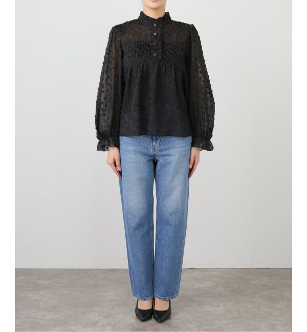 SLOBE IENA「《WEB限定/追加》フラワージャガードフリルブラウス」|シャツ・ブラウス|