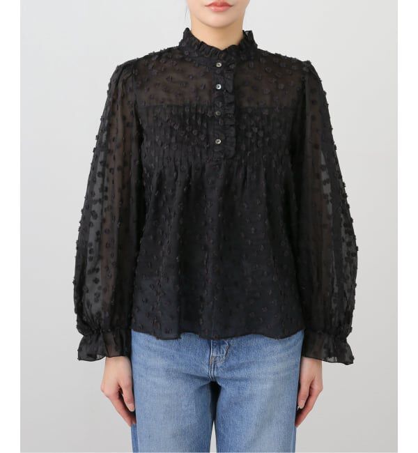 SLOBE IENA「《WEB限定/追加》フラワージャガードフリルブラウス」|シャツ・ブラウス|