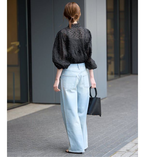 SLOBE IENA「《WEB限定/追加》フラワージャガードフリルブラウス」|シャツ・ブラウス|