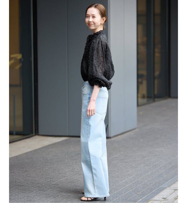 SLOBE IENA「《WEB限定/追加》フラワージャガードフリルブラウス」|シャツ・ブラウス|