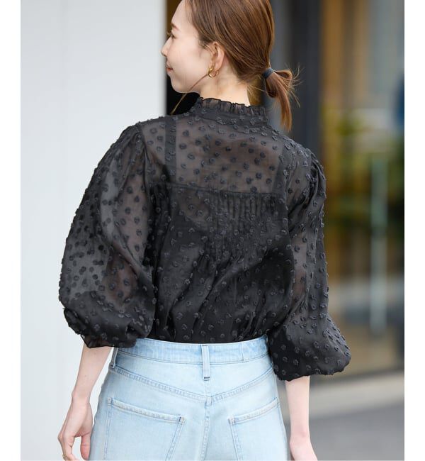 SLOBE IENA「《WEB限定/追加》フラワージャガードフリルブラウス」|シャツ・ブラウス|
