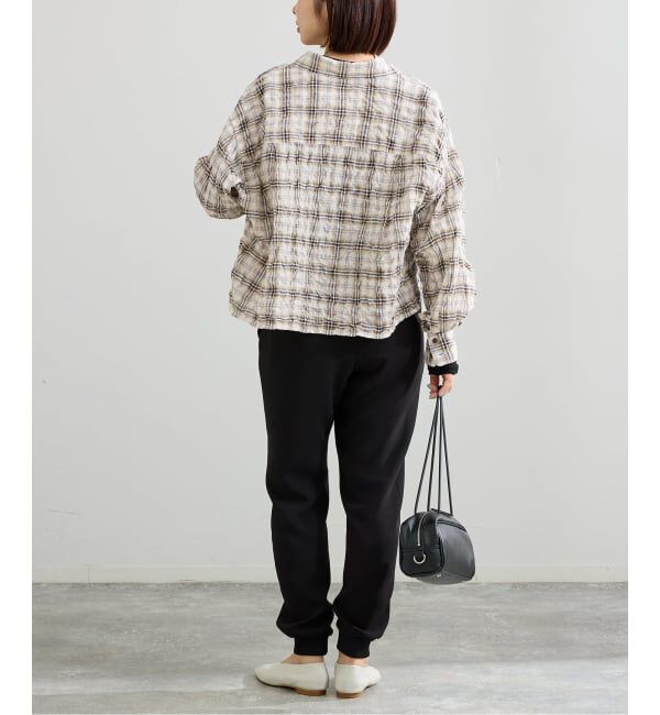 IENA「《新色/追加》シャーリングチェックショートシャツ」|シャツ・ブラウス|