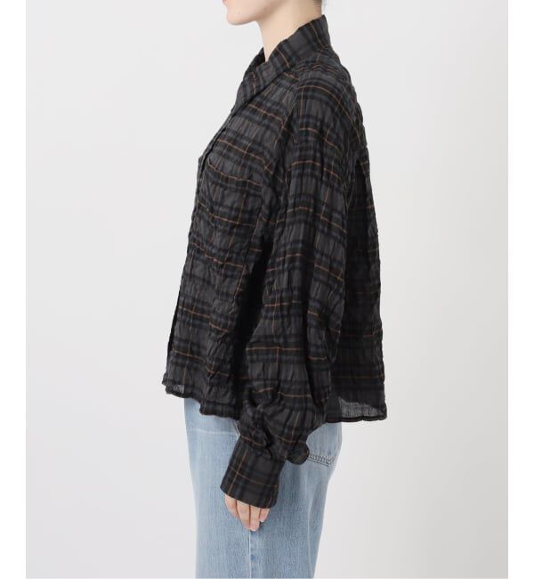 IENA「《新色/追加》シャーリングチェックショートシャツ」|シャツ・ブラウス|