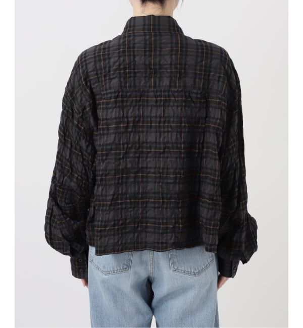 IENA「《新色/追加》シャーリングチェックショートシャツ」|シャツ・ブラウス|