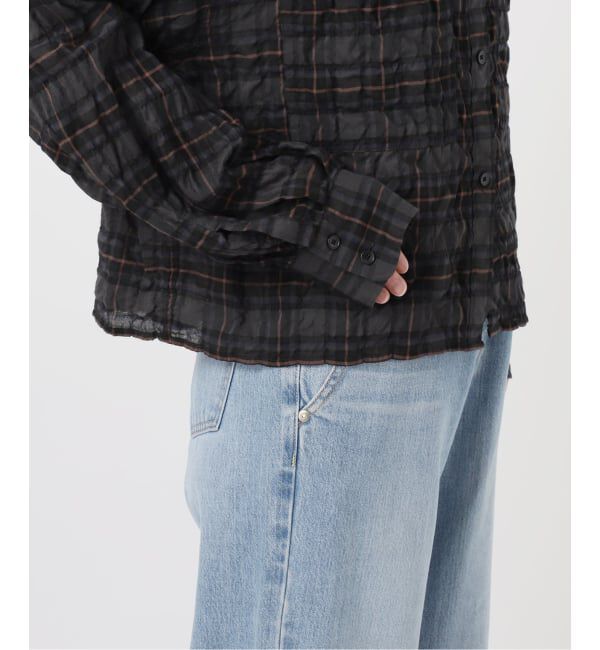IENA「《新色/追加》シャーリングチェックショートシャツ」|シャツ・ブラウス|