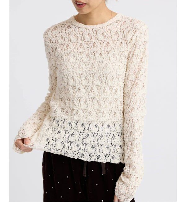 IENA「《一部カラーWEB限定/追加4》Flowerストレッチレースプルオーバー」|Tシャツ・カットソー|