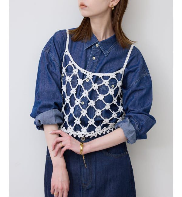 SLOBE IENA「コットンフラワークロシェビスチェ」|ニット・セーター|