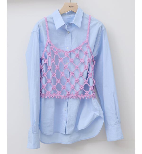 SLOBE IENA「コットンフラワークロシェビスチェ」|ニット・セーター|ピンク