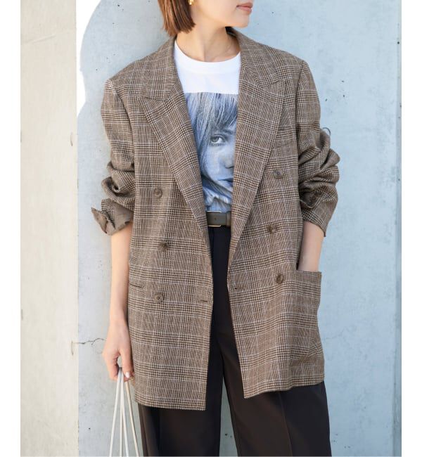 IENA「COUTURE D'ADAM/クチュールドアダム Double JK Prince of Wales 26SS-004」|テーラードジャケット|ブラウン