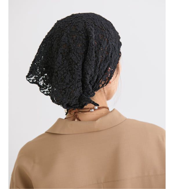 IENA「Flowerストレッチレース スカーフ」|バンダナ・スカーフ|ブラック