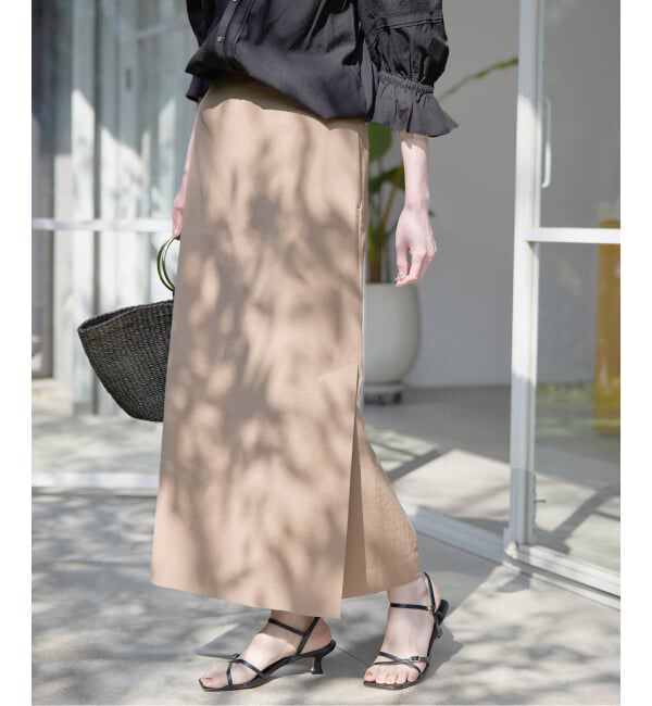 SLOBE IENA「《シリーズあり》リネンmixストレッチタイトスカート」|スカート|ベージュ