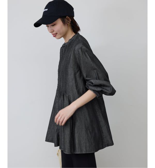 SLOBE IENA「《WEB限定/追加予約》LEDENIM ボサム ペプラムデニムブラウス」|シャツ・ブラウス|