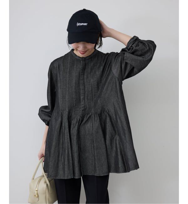 SLOBE IENA「《WEB限定/追加予約》LEDENIM ボサム ペプラムデニムブラウス」|シャツ・ブラウス|