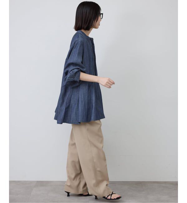 SLOBE IENA「《WEB限定/追加予約》LEDENIM ボサム ペプラムデニムブラウス」|シャツ・ブラウス|