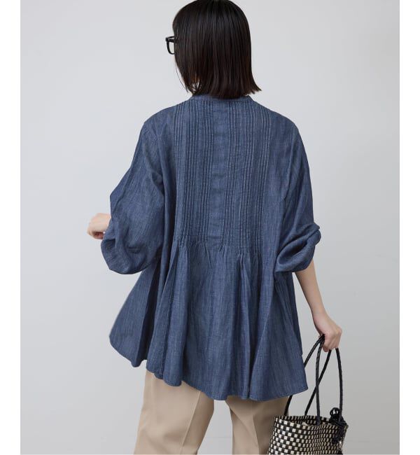 SLOBE IENA「《WEB限定/追加予約》LEDENIM ボサム ペプラムデニムブラウス」|シャツ・ブラウス|