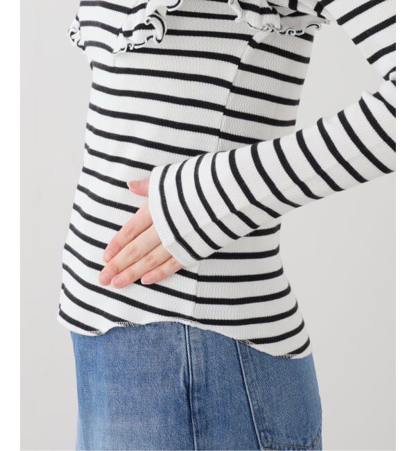 SLOBE IENA「ハニカムキャップフリルロングスリーブ TEE」|Tシャツ・カットソー|