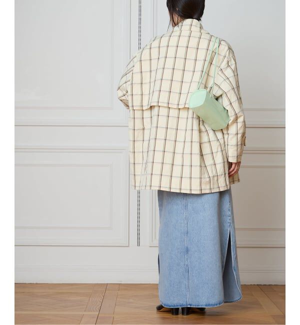 IENA LA BOUCLE「IENA LA BOUCLE P/Lチェックステンカラーハーフコート」|ステンカラーコート|