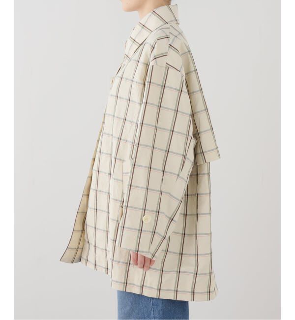 IENA LA BOUCLE「IENA LA BOUCLE P/Lチェックステンカラーハーフコート」|ステンカラーコート|
