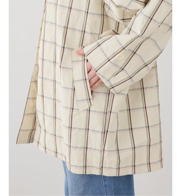 IENA LA BOUCLE「IENA LA BOUCLE P/Lチェックステンカラーハーフコート」|ステンカラーコート|