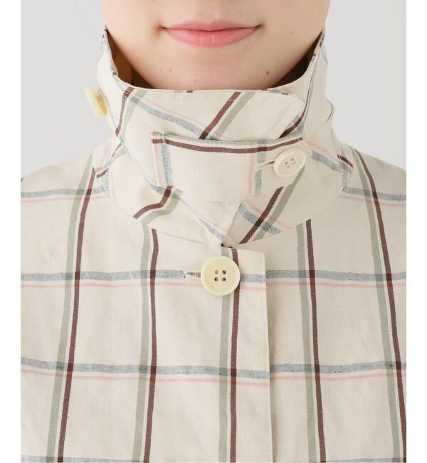 IENA LA BOUCLE「IENA LA BOUCLE P/Lチェックステンカラーハーフコート」|ステンカラーコート|