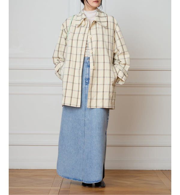 IENA LA BOUCLE「IENA LA BOUCLE P/Lチェックステンカラーハーフコート」|ステンカラーコート|