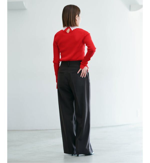 IENA「レース襟 RIBホールガーメントプルオーバー」|ニット・セーター|