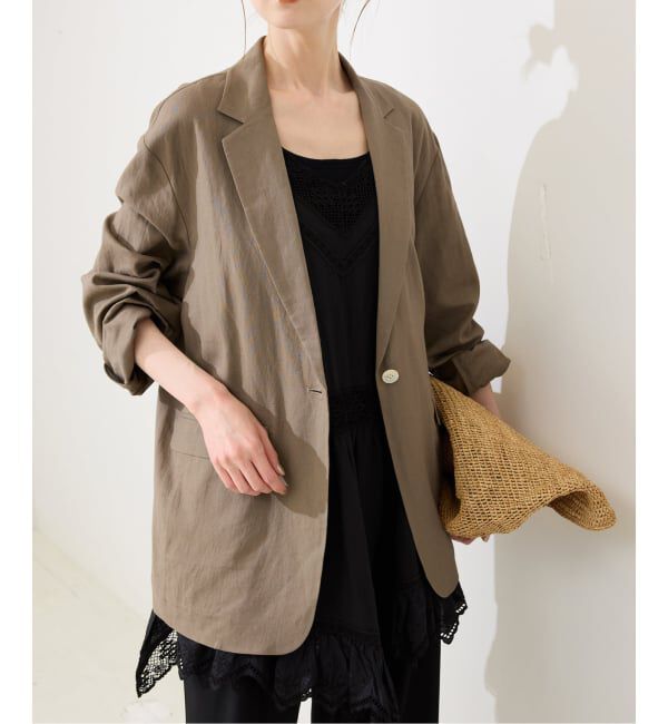 SLOBE IENA「《36.38サイズ展開》リネンレーヨンシングルテーラードジャケット」|テーラードジャケット|