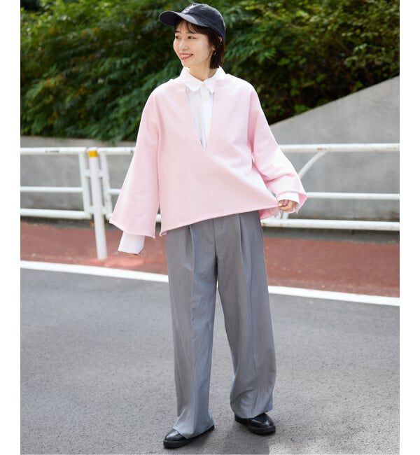 SLOBE IENA「《追加予約》裏毛スキッパープルオーバー」|スウェット・ジャージ|
