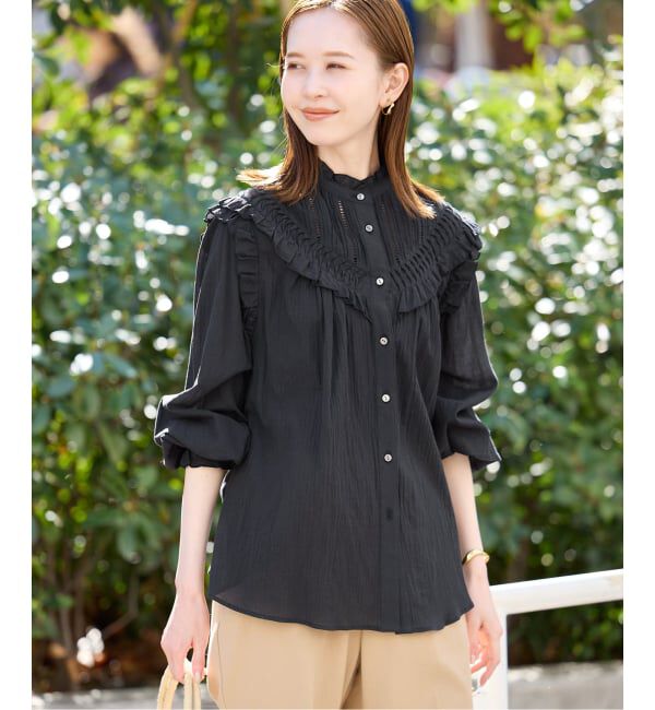 SLOBE IENA「《WEB限定》フリルピンタックブラウス」|シャツ・ブラウス|