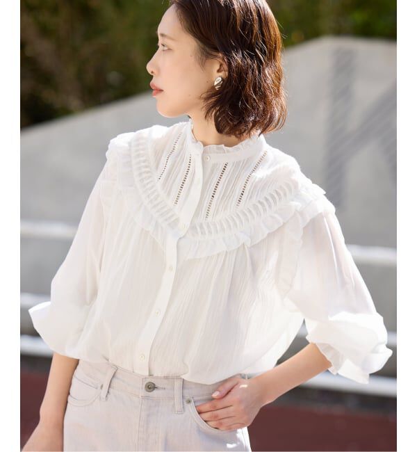 SLOBE IENA「《WEB限定》フリルピンタックブラウス」|シャツ・ブラウス|