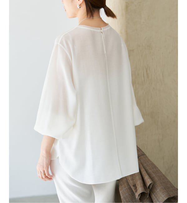 IENA「クルーネックシアーリブブラウス」|シャツ・ブラウス|