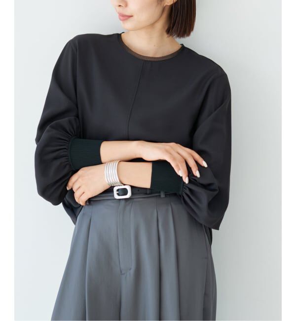 IENA「クルーネックシアーリブブラウス」|シャツ・ブラウス|