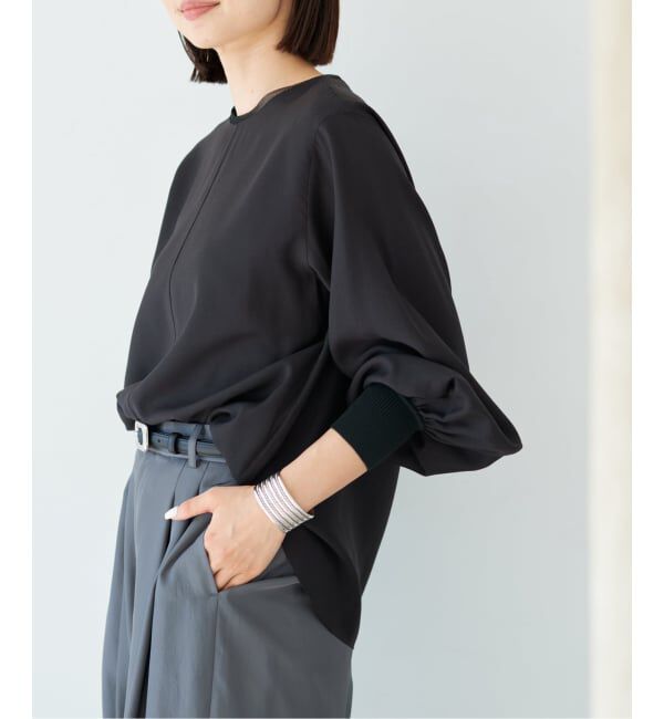 IENA「クルーネックシアーリブブラウス」|シャツ・ブラウス|